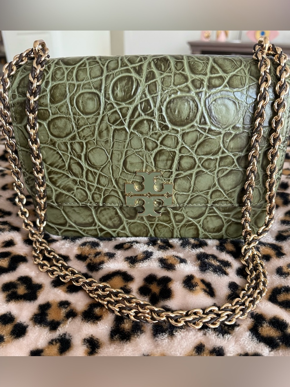 Tory Burch Britten Croc Embossed Bag